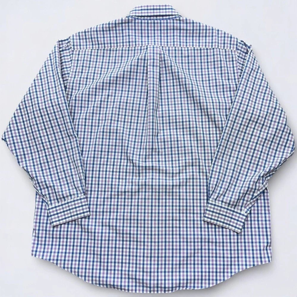 Brooks Brothers Button Down Shirt Men's XL Blue Purple White Plaid‎ Long Sleeve